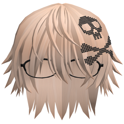Emo Vkei Moe Boy Hair w Skull + Glasses Blonde
