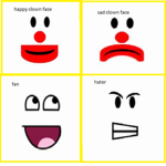 sad/happy clown face offical fan group