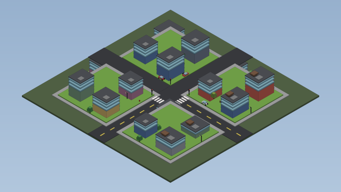 Low Poly City Map Town Street Buildings Kit preview 7