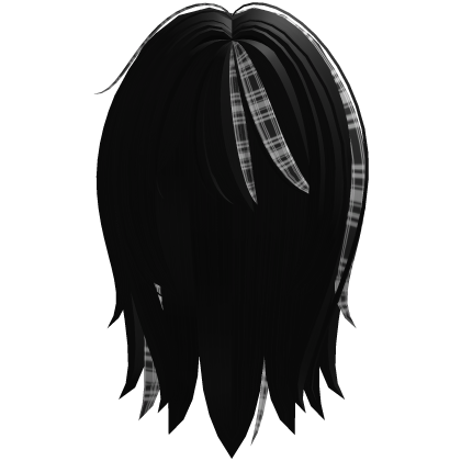 ♡ overgrown black hair with white plaid streaks