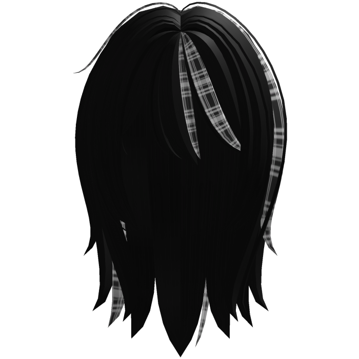 ♡ overgrown black hair with white plaid streaks