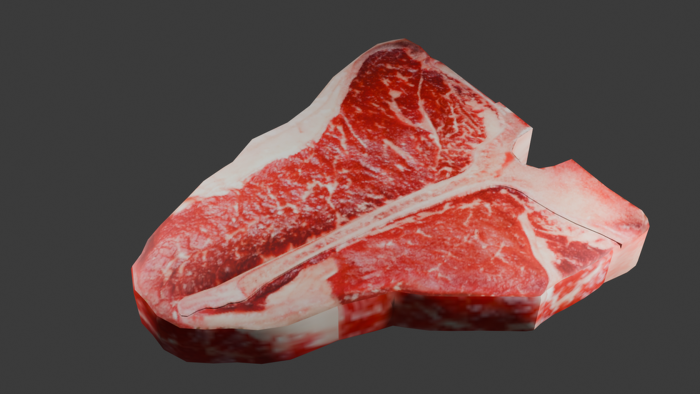 Low Poly T‑Bone Steak (Custom Textured, Game‑Ready preview 1