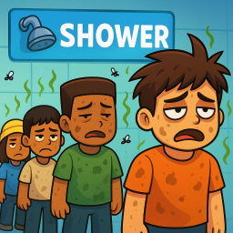 Wait In Line For A Shower