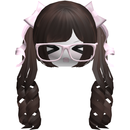 Adorable Kawaii Dark Brown Pigtails /w Glasses