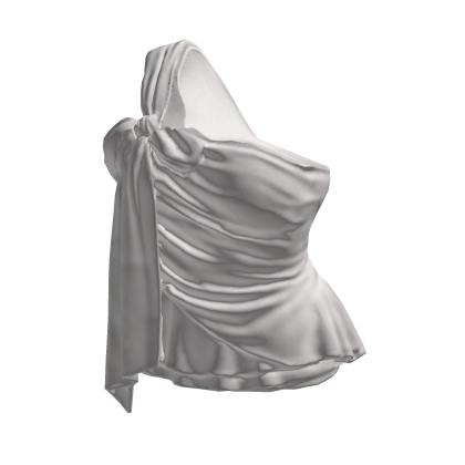 Draped Top with Bow and Ruffle Hem (White)