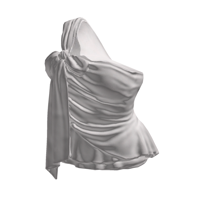 Draped Top with Bow and Ruffle Hem (White)