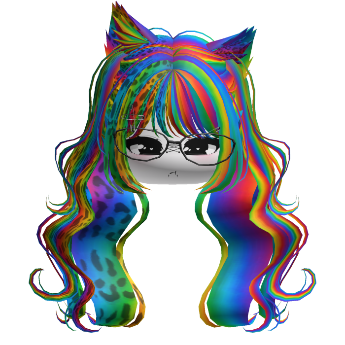 Wavy Moe Pigtails w/ Cat Ears (Rainbow)