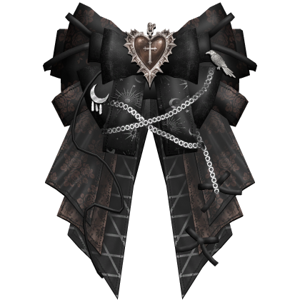 Brown Emo Gothic Heart Hair Bow Ribbon Roblox item