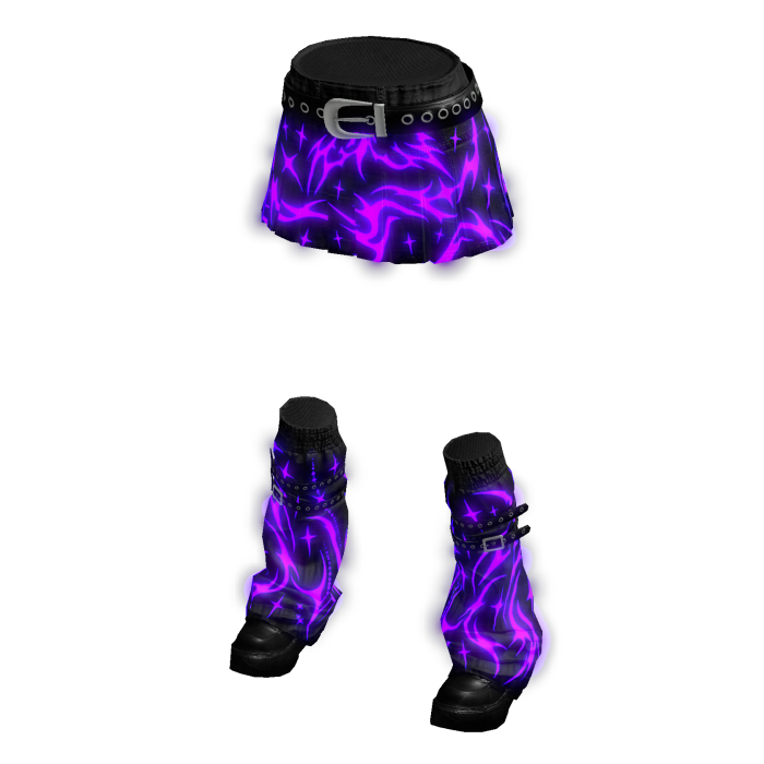 Glowing Emissive Y2K Emo Skirt Leg Warmers Purple