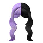 Wavy purple and black pigtails with a center part