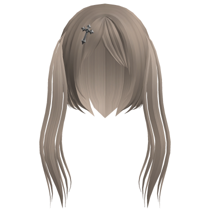 Long Gothic Emo milktea hair with braids and cross