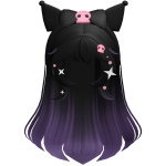 Kuromi Long Black and Purple Punk Hair w/clip
