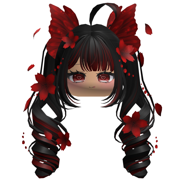 Mystical Sakura Petal Pigtails (Black&Red)
