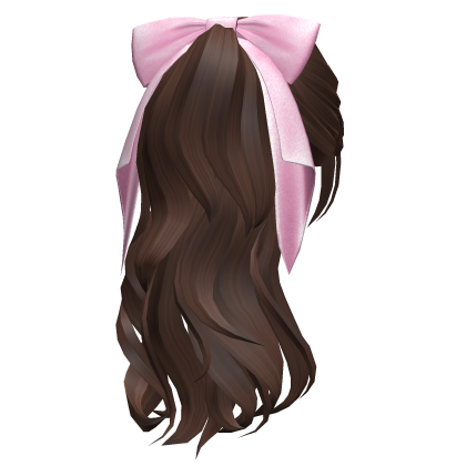 Cute Curly Ponytail Hair w/ Bow (Brown) Roblox item
