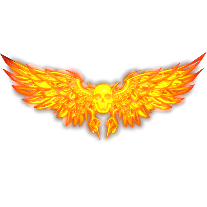 Neon Skull Glowing Wings (Emissive) - Orange Red