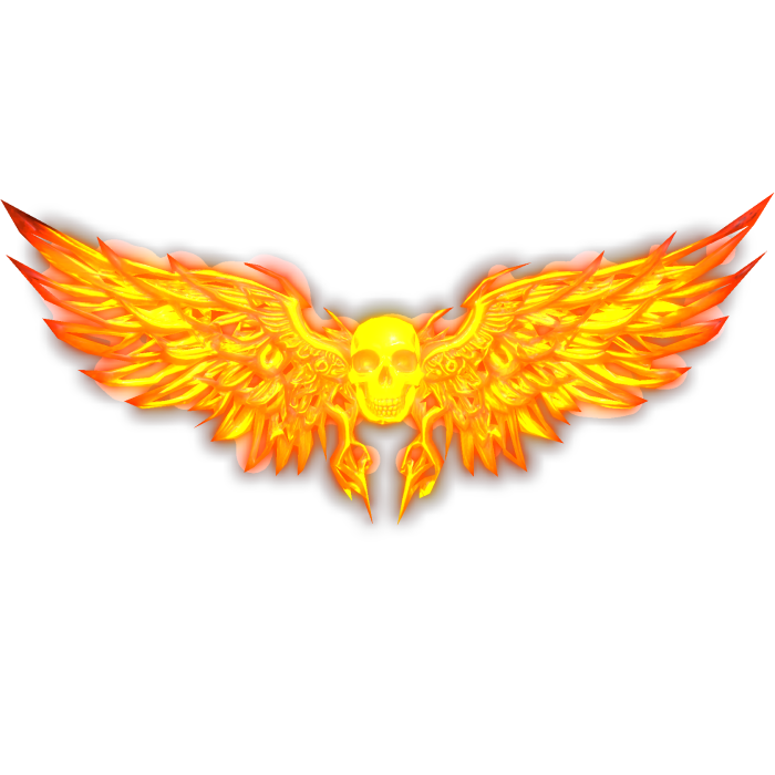 Neon Skull Glowing Wings (Emissive) - Orange Red