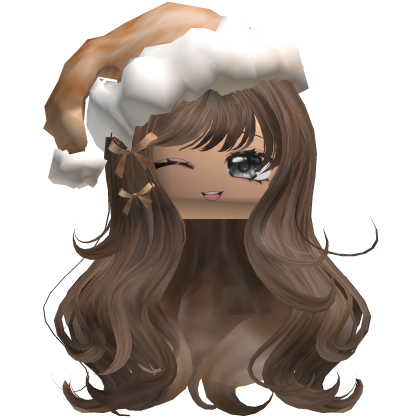 christmas fawn wavy hair w/ bows w/ chibi face  Roblox item