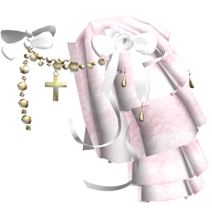 Victorian Lace Pearl Ribbon Pink Shoulder [L]