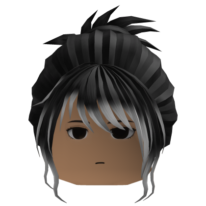Swept Bangs Updo Hair (Black/White)