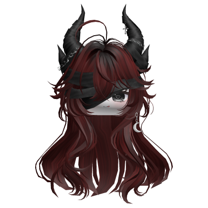 Horned Anime Demon Wolfcut (Dark Red)