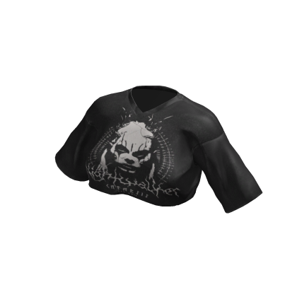 Catyard - Crop Top Y2K Jersey (Black/Graphics)