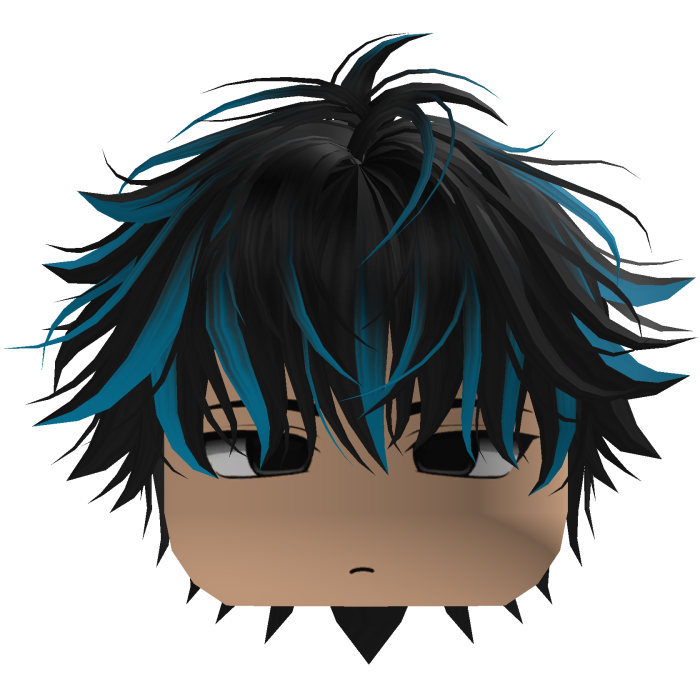 Cute Y2K emo black cyan hair