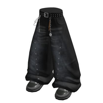 Chain Belt Baggy Pants (black)