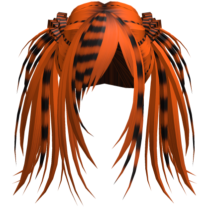 🎃 Black Orange Scene Emo Spikey Messy Pigtails