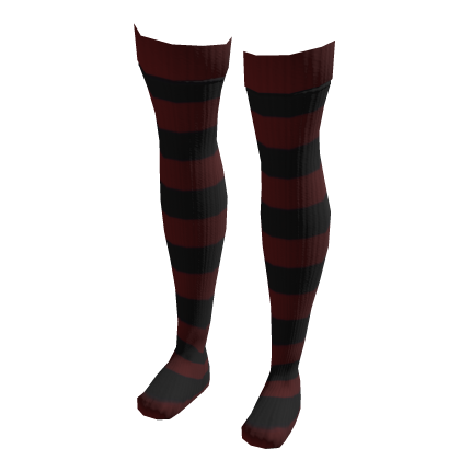 Thigh High Striped Socks Red Black thumbnail