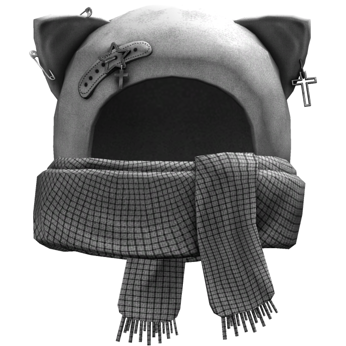 Grunge Cat Scarf Hat (White)