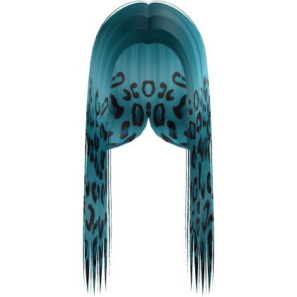 Teal Leopard Print Front-Swept Middle Part Hair