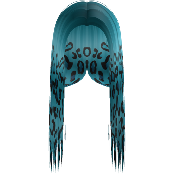 Teal Leopard Print Front-Swept Middle Part Hair