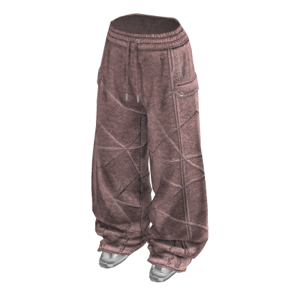 Baggy Washed Jeans w/ Sneakers (Pink)