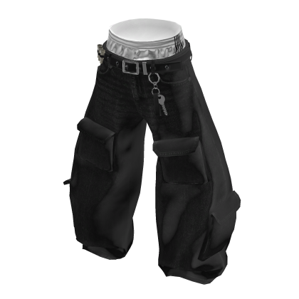 💗Y2K OVERSIZED CARGO JEANS_BLACK thumbnail