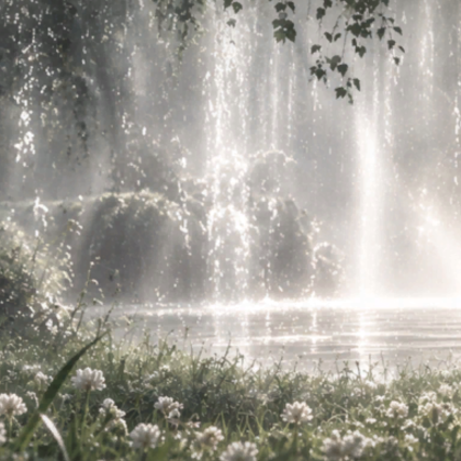 Ethereal Waterfall Fairy Forest Dream Background