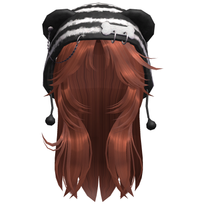 💙 Black & White Y2K Bear Hat Ginger Red Hair Roblox item