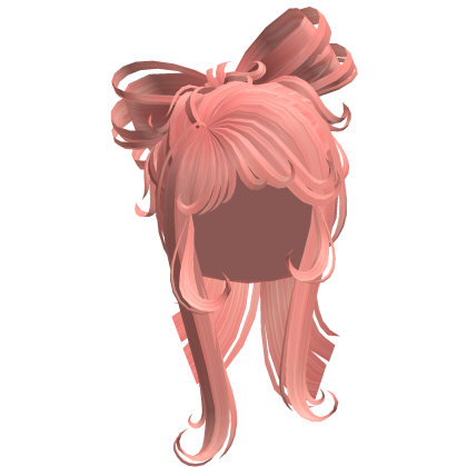 Long Cute Bow Shaped Ponytail Hair - Peach Roblox item