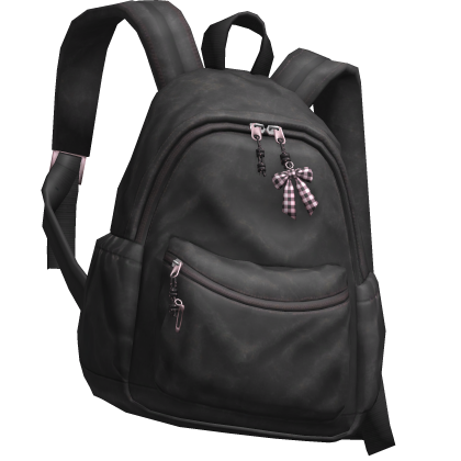 Black Canvas Backpack w/ Purple Gingham Bow [3.0] 