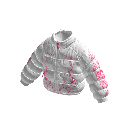 White Pink Flame Puffer Jacket