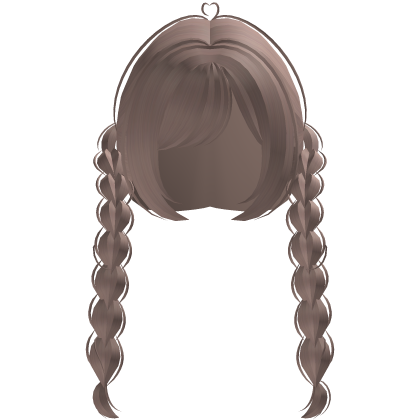 cute front double doll braids in milk tea Roblox item