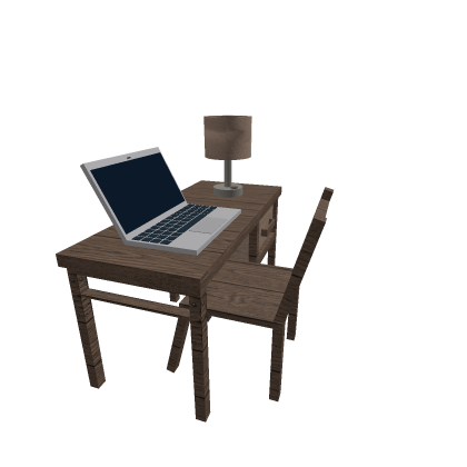 desk + computer + lamp
