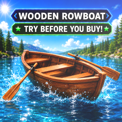 Wooden Row Boat With Moving Oars
