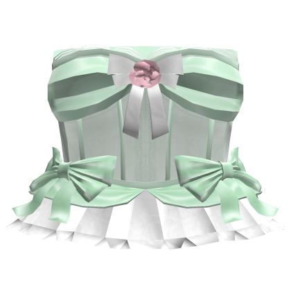 🎀 Coquette Ruffle Bow Corset Dress Royal Green