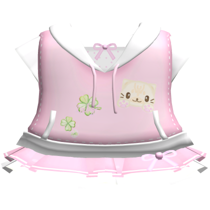 ♡ lucky clover kitty hoodie dress in pink