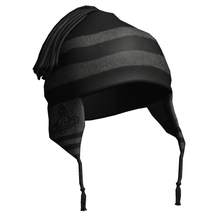 🦇Striped Black Realistic Vkei Vivi Knit Beanie🦇 | Roblox Item