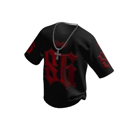 Black Red OS 86 Svddenly T-Shirt w/ Cross Chain thumbnail