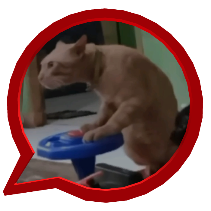 Red Circle Angry orange cat with bad posture