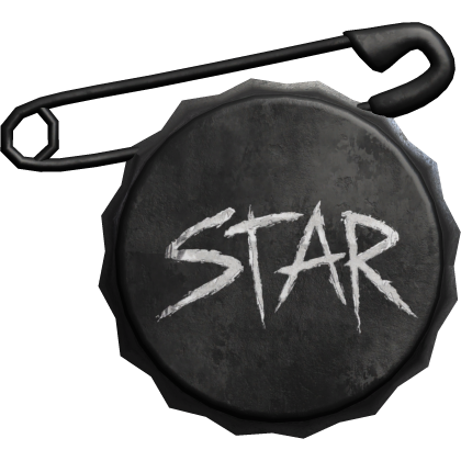 grunge black star bottle cap safety pin badge