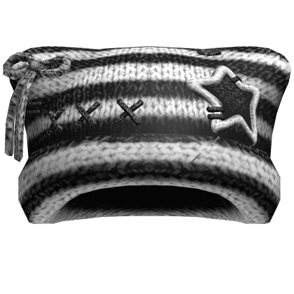 Striped Kitty Knit Stitches Beanie [Black/White]