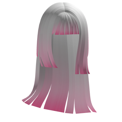 Huntress Pink & White Ombre Hime Hair with Bangs